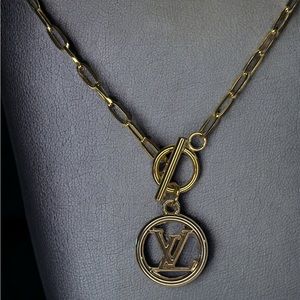 Louis Vuitton Upcycled LV charm toggle necklace